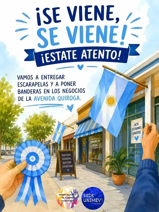 El barrio Unimev se prepara para celebrar el 25 de mayo con banderas y actividades comunitarias