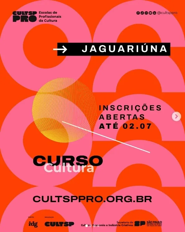 Abren inscripciones para cursos gratuitos de formación cultural en Jaguariúna