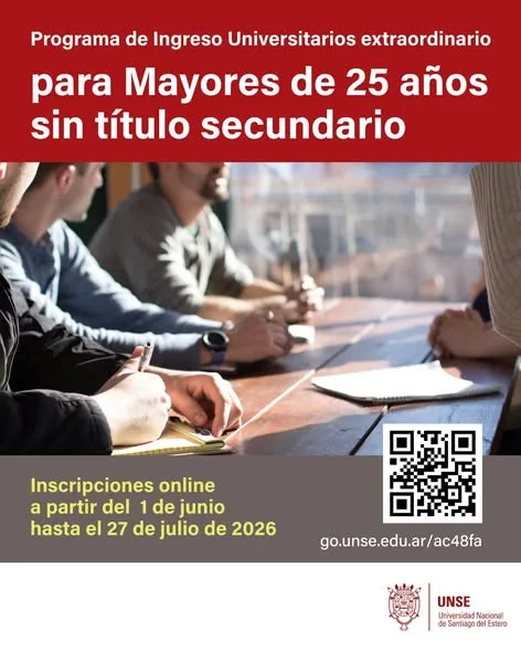 UNSE facilita el acceso universitario a mayores de 25 sin título secundario