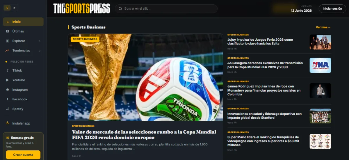 The Sports Press: cómo es el sitio para seguir el negocio del deporte en español