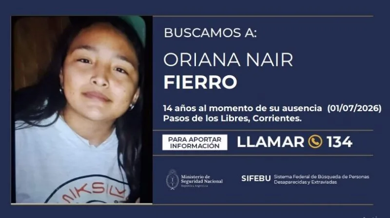Activan protocolo nacional para buscar a menor desaparecida en Paso de los Libres